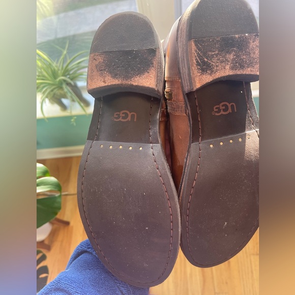 Ugg Australia Gillespie Fawn Leather Moto Boots With Sheepskin Lining - Picture 5 of 9